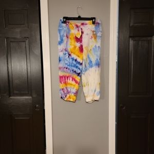 Larry Levine Tye Dye Lined Capri Pants Size 8